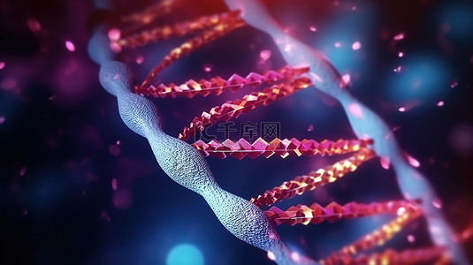 一睹 DNA 螺旋和遗传密码片段的基因工程 3D 渲染