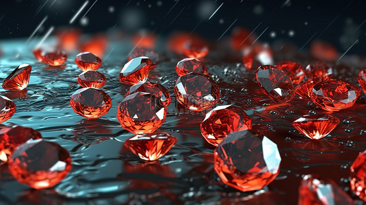 钻石倾盆大雨 3d 渲染
