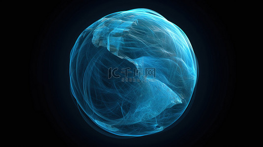 具有空间圆和线条的地球蓝色抽象球体线框模型