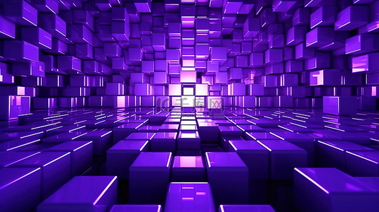 图形方块背景图片_银河抽象霓虹紫色方块奢华优雅的 3D 设计，适用于企业和俱乐部模板