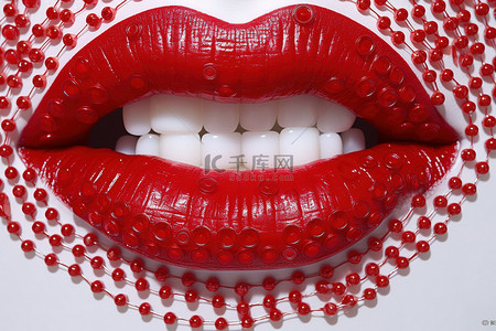 情人节遇上春节背景图片_用一些金属丝在一些珠子上做出一个红色的吻