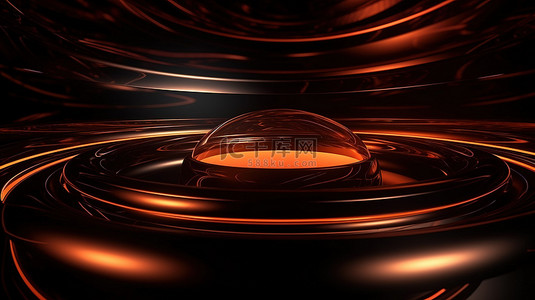 广告场景未来抽象黑暗背景 3d 与发光的橙色光