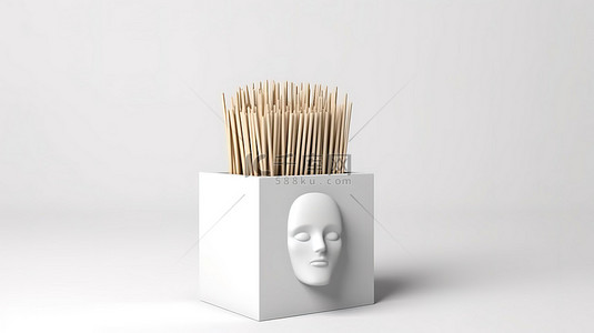 纸箱打包背景图片_3d 渲染白色空白框，配有木火柴和白色背景