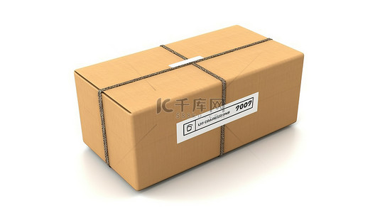 送货单背景图片_带有送货单的白色背景纸板包裹包裹的 3D 渲染