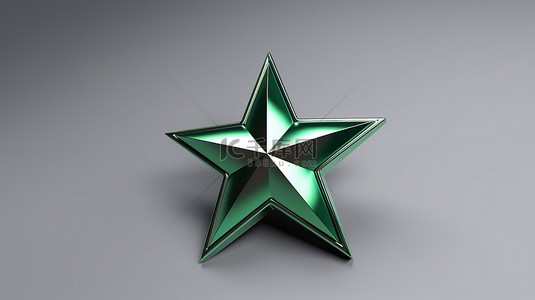 带有绿色星星的灰色背景的 3d 渲染