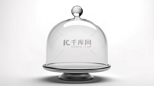 透明玻璃圆顶独立站立在白色背景上，配有剪切路径和 3D 渲染