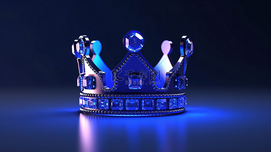 蓝色的皇冠背景图片_3d 渲染的蓝色加冕王子 numero uno