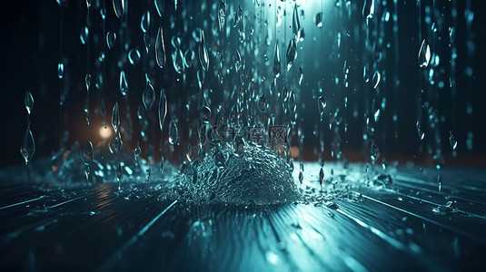 亮金金的粉背景图片_令人惊叹的雨背景，抽象粒子在 3D 渲染中落下