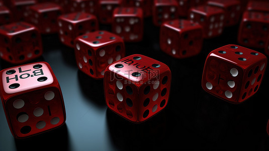 骰子豹子背景图片_带有 3d 印记的“输”的所有双面红色骰子