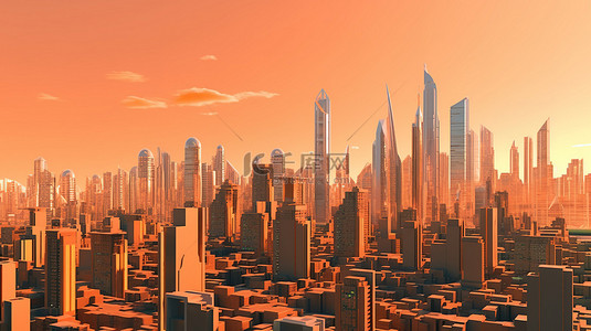 音乐主界面背景图片_大都市景观 3D 渲染的城市插图