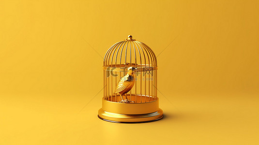 白色背景婚礼背景图片_创新简约，配有时尚的 3D 金色鸟笼，适合社交媒体