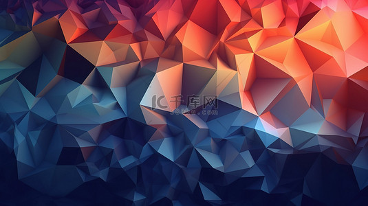 几何低聚三角形抽象 3d 渲染