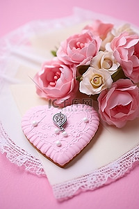 饼干玫瑰粉色卡和粉色字母