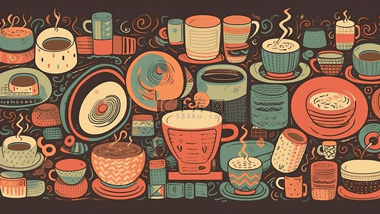 咖啡杯文化背景海报