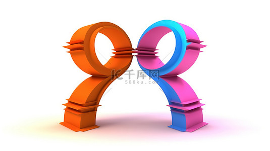 插画伙伴背景图片_以白色背景 3D 渲染下的同性恋性别符号为代表的男性同性伙伴关系