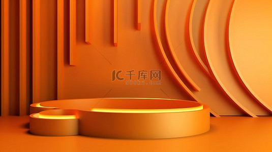 高端封面背景图片_浅橙色的最小几何背景，带有奢华的金色线条，用于产品展示，是高端产品的完美壁纸