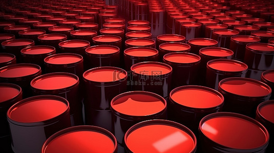白色污染的背景图片_3D 渲染图中堆叠的红色气桶