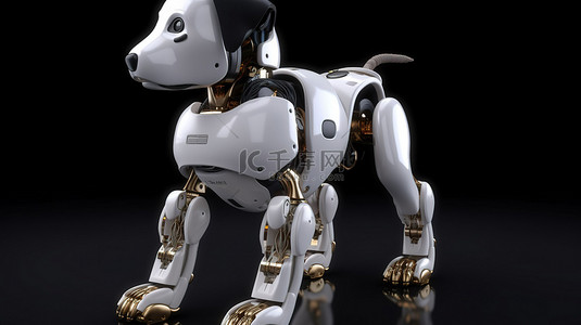 工业4.0背景图片_3d 渲染中 android 和犬类 ai 机器人的数字插图