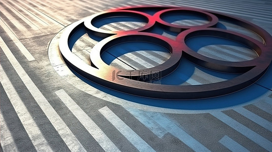 奧林匹克運動會背景图片_代表奥林匹克运动的自行车道的 3d 符号