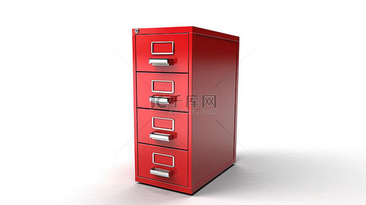 商业企划书背景图片_白色背景文件柜的孤立 3D 插图