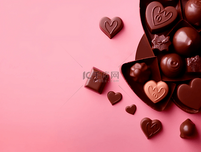 情人节巧克力背景图片_爱心巧克力甜品摄影广告背景