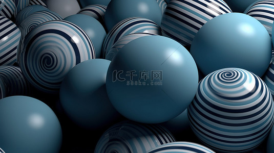 以 3d 呈现的软蓝色条纹球体背景