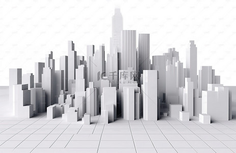 3d城市场景与高层建筑3d城市天际线png剪贴画