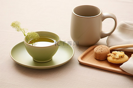 小茶背景图片_小茶加饼干绿茶