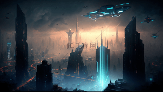 科幻世界城市景色背景