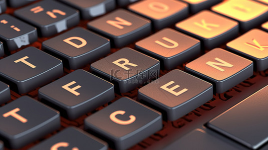 商业财务概念的 3D 渲染，可在电脑键盘上下载
