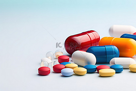 胶囊免费背景图片_一大堆药丸周围有各种各样的药品