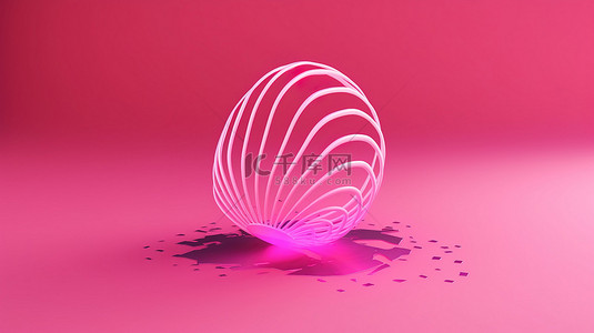 粉红色背景的简约概念与 3D 渲染图标的 wifi 无线互联网网络符号