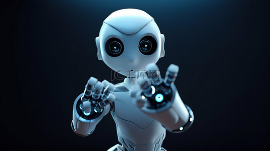未来风格背景图片_动画机器人手势与卡通风格的演示和广告互动