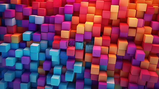 抽象 3D 背景与图案彩色立方体设计插图