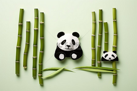 竹棍和熊猫正在形成字母 p