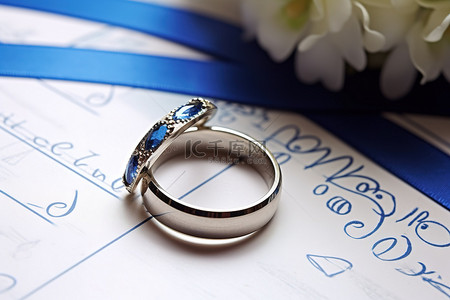 蓝色日历背景图片_在旧婚礼日历上的婚礼当天敲响戒指