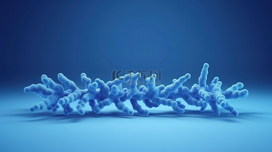 人与科学背景图片_蓝色背景与蓝色染色体的 3d 渲染