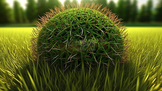 绿色草地环保背景图片_令人惊叹的 3D 渲染中的草地地球
