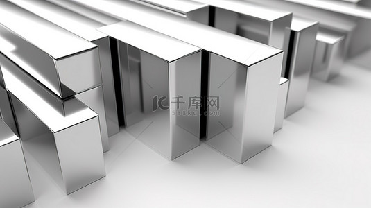 工业产品背景背景图片_白色背景上 H 型钢金属产品的 3d 插图
