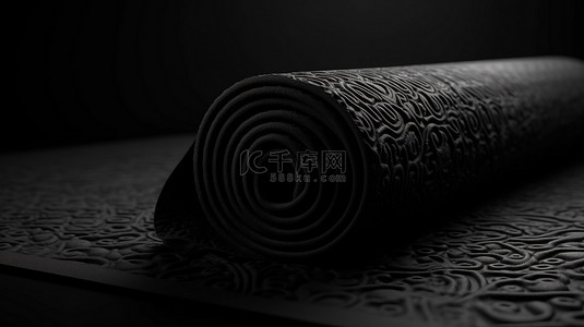 3d 渲染中黑色瑜伽垫的背景