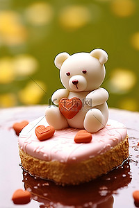 红玫瑰双层蛋糕背景图片_太妃糖熊饼干高级免版税