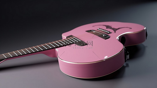 3d 渲染中孤立的粉红色原声吉他背景