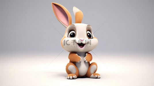 白兔子背景图片_可爱的兔子 3d 渲染