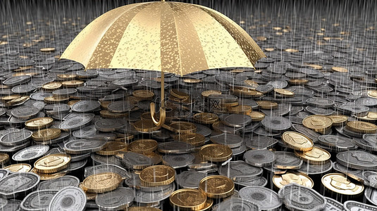 人力资源日背景图片_3D 渲染中象征着繁荣和孤立财富的美元硬币雨