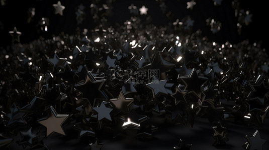 黑色星期五主题 3d 渲染与众多星星
