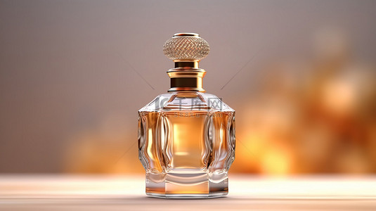 包装瓶展示样机背景图片_用于品牌展示的香水瓶的复杂 3D 渲染