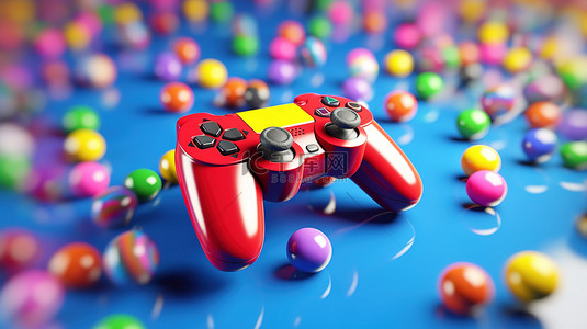 彩色球作为游戏手柄 3D 渲染图像的背景