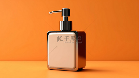 沐浴露背景图片_橙色背景与单色皂液器的 3d 渲染