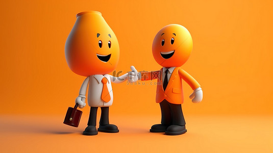 握手手指背景图片_卡通风格张开手掌握手，采用商务装和充满活力的橙色色调进行 3D 渲染