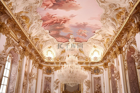 古董画背景图片_霍恩西尔宫 天花板 奥地利维也纳皇宫
